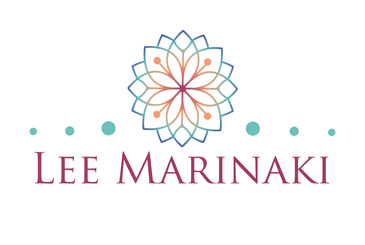 LM logo with kaleidoscope pattern and lettering